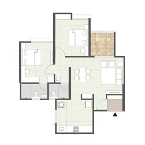 Mangalam Codename Highrise Moshi 2 BHK Floor Plan Image