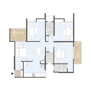 Mangalam Highrise 3 BHK Floor Plan Image